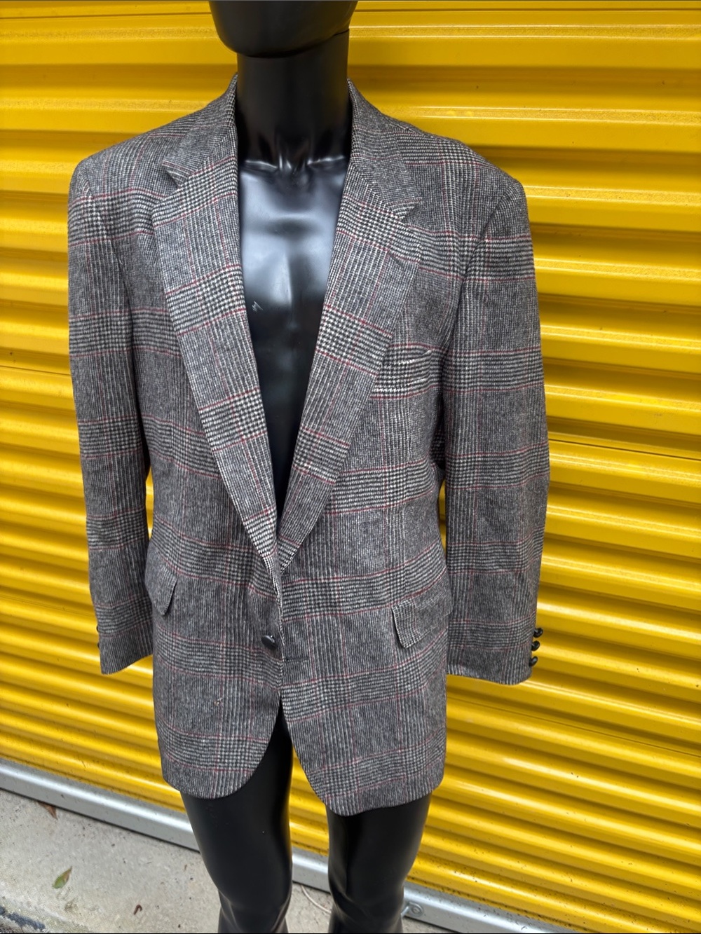 Gray Glen Plaid Men's Blazer KingsRidge Vintage 100% Camal Hair